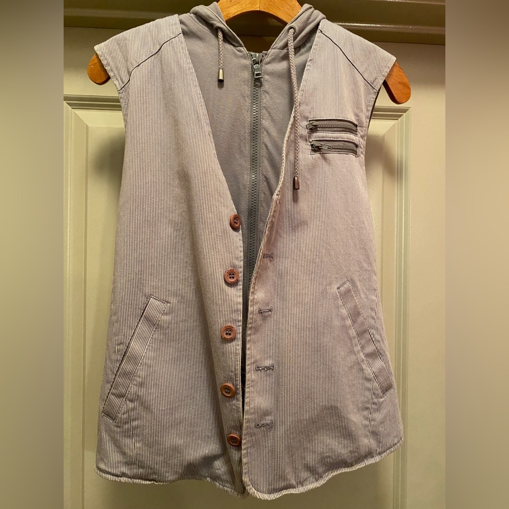 GUESS Men’s Gray Vest Zip Up Button Up Hoodie Size S - Picture 4 of 13